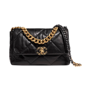Chanel Large 19 Handbag Lambskin & Gold Black