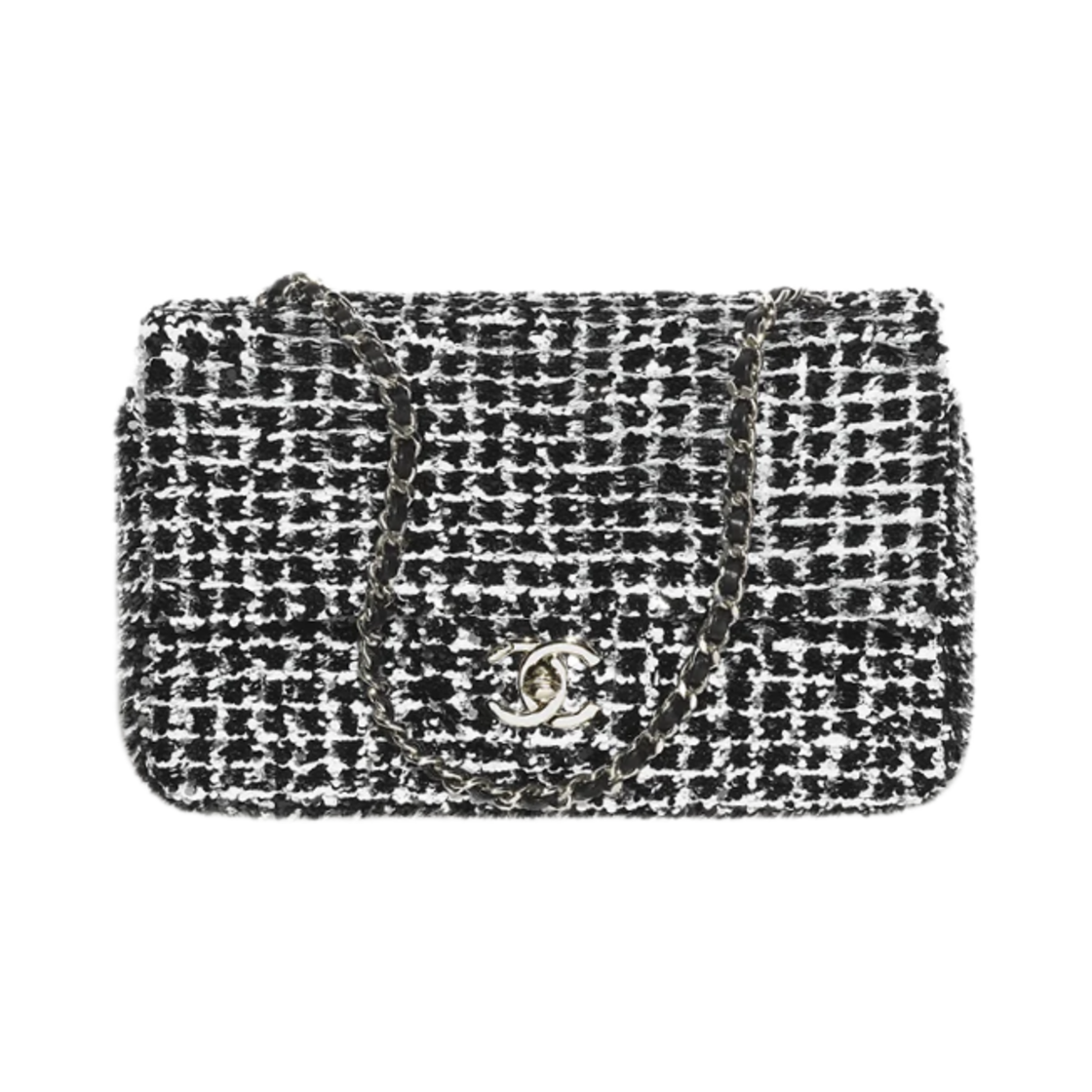 샤넬 스몰 플랩백 시퀸 & 실버 메탈 블랙 화이트 실버(Chanel Small Flap Bag Sequins & Silver Black White Silver) - 1