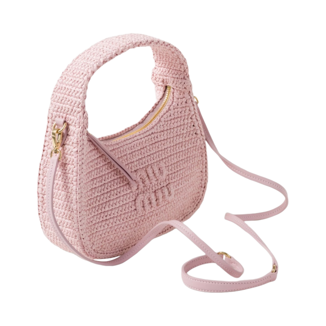 미우 미우 완더 크로쉐 호보백 앨러배스터 핑크(Miu Miu Wander Crochet Hobo Bag Alabaster Pink) - 2