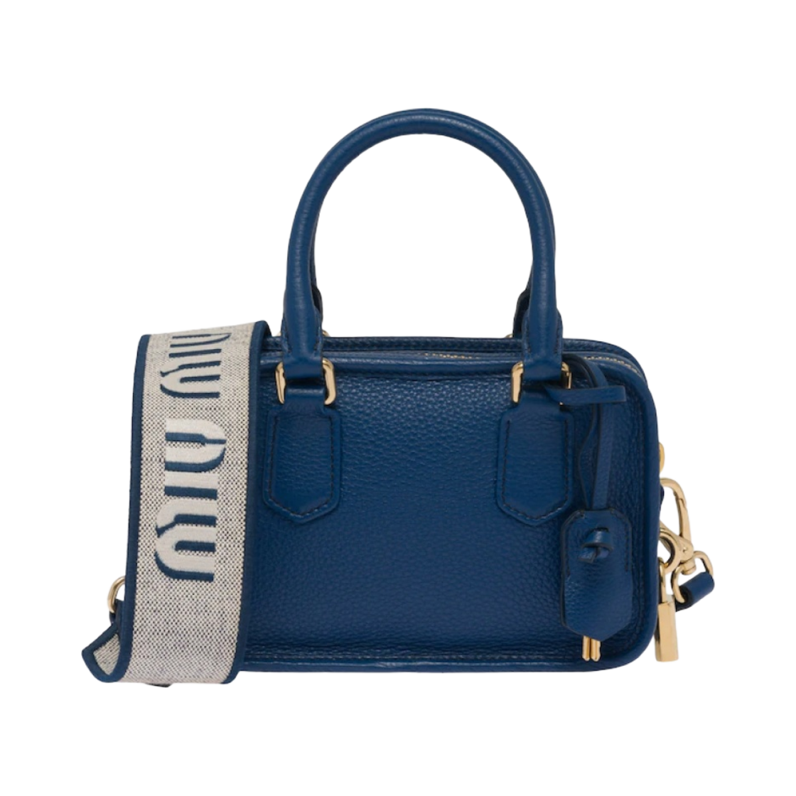 미우 미우 가죽 숄더 스트랩 탑 핸들백 블루에뜨(Miu Miu Leather Shoulder Strap Top Handle Bag Bluette) - 3