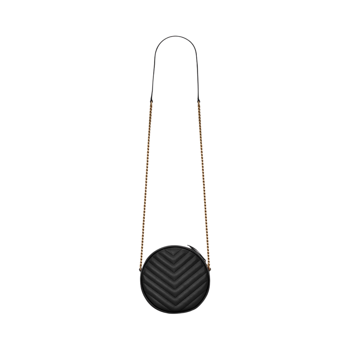 생로랑 쉐브론 퀼티드 그랑 드 뿌드르 엠보스 레더 바이닐 라운드 카메라백 블랙(Saint Laurent Vinyle Round Camera Bag in Chevron Quilted Grain de Poudre Embossed Leather Black) - 3