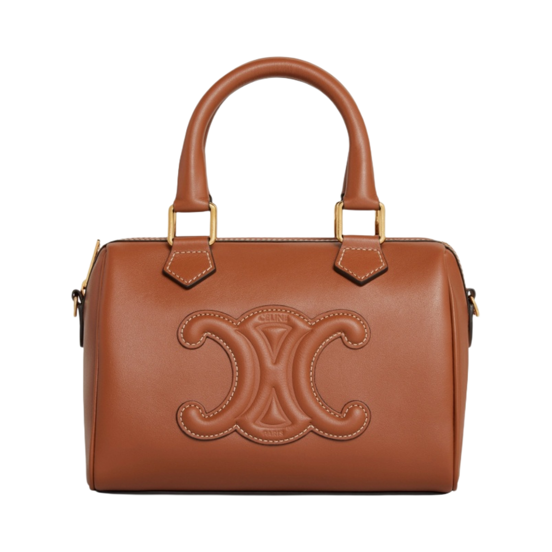 113773DU3-04LU Celine Small Boston Cuir Triomphe in Smooth Calfskin Tan