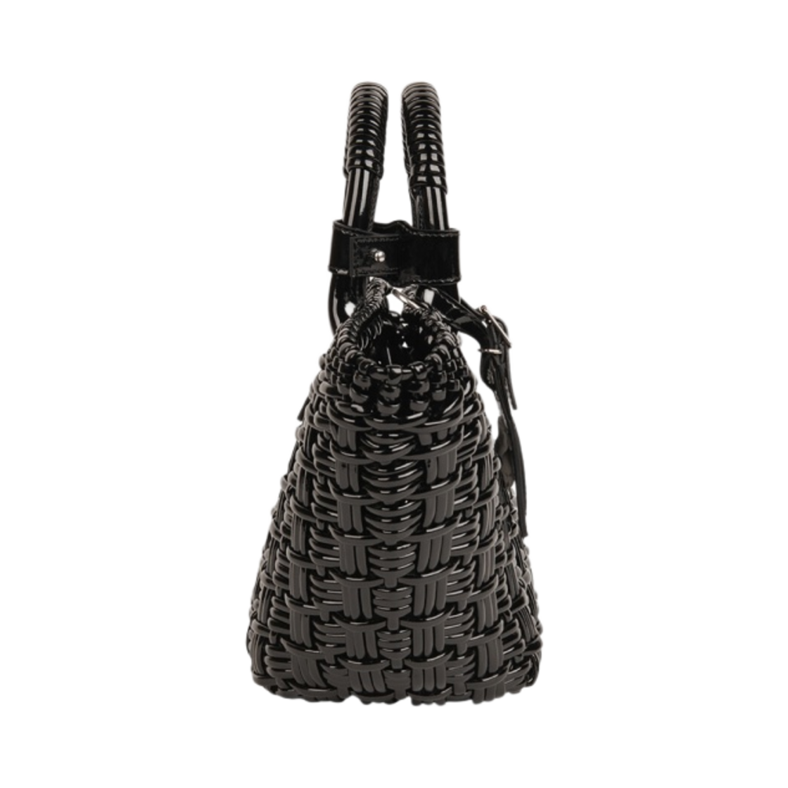 발렌시아가 바니시드 페이크 카프스킨 비스트로 XS 스트랩 베스킷 블랙(Balenciaga Varnished Fake Calfskin Bistro XS Strap Basket Black) - 2