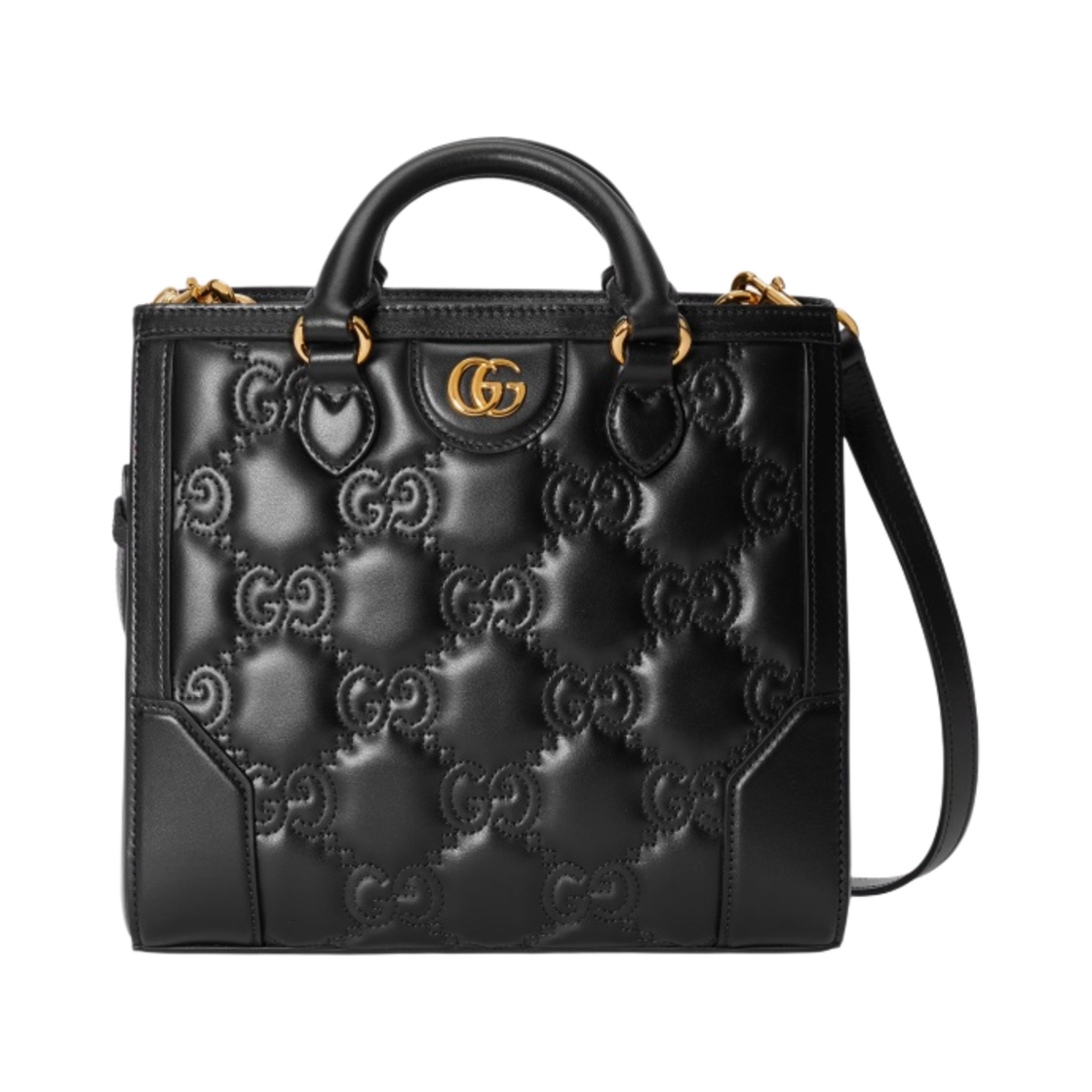 구찌 GG 마틀라세 미니 탑 핸들 백 블랙 레더(Gucci GG Matelasse Mini Top Handle Bag Black Leather) - 1