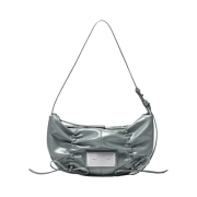 Matin Kim Half Shirring Ribbon Round Bag in Smoke Blue