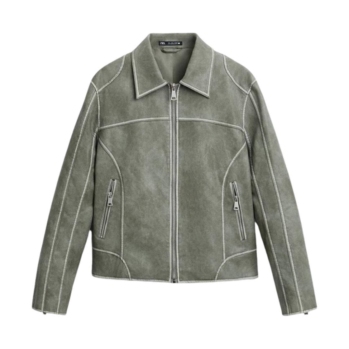 자라 페이크 레더 크롭 점퍼 그레이