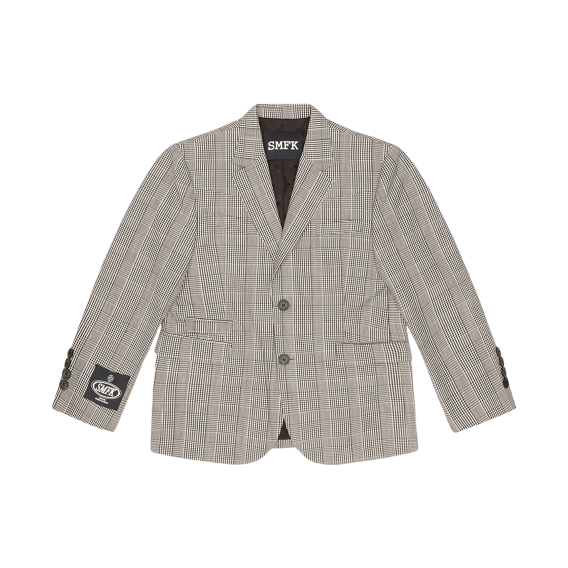 SU002GYC (W) SMFK Compass Vintage Plaid Woolen Suit Jacket Grey