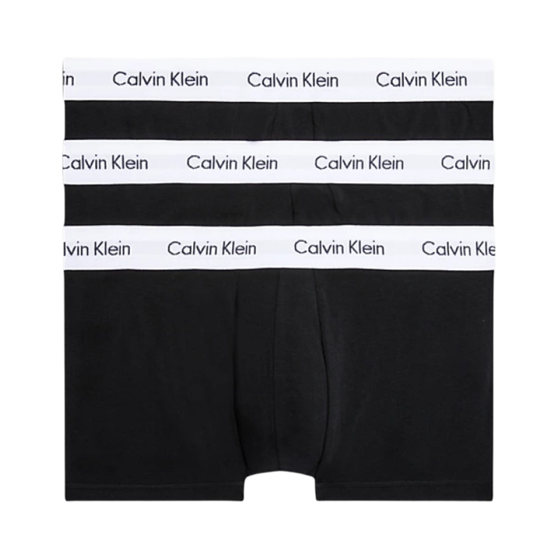 캘빈 클라인 코튼 스트레치 3팩 로우 라이즈 트렁크 블랙(Calvin Klein Cotton Stretch 3-pack Low Rise Trunk Black)