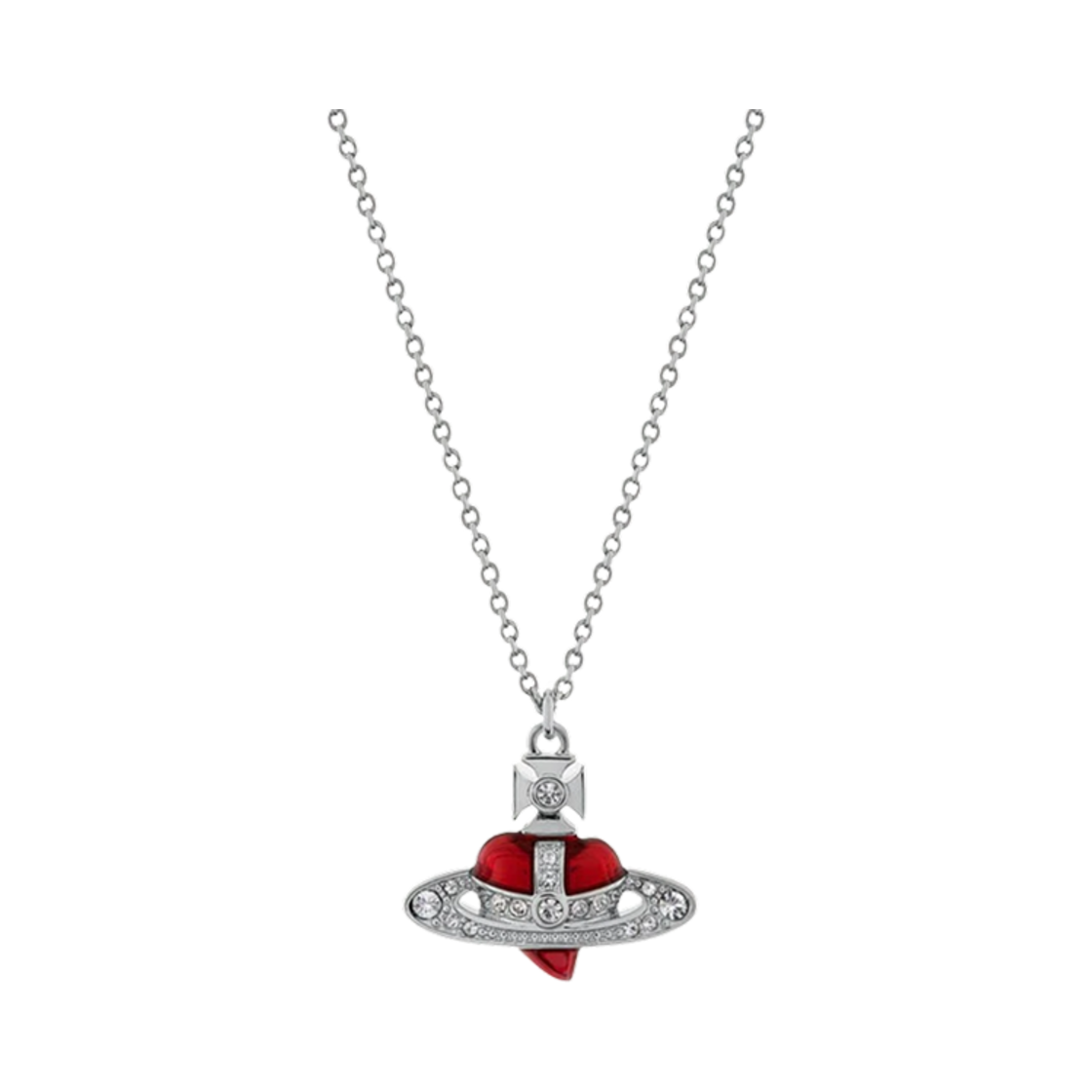 비비안 웨스트우드 뉴 디아만테 하트 펜던트 네클리스 실버 인디언 핑크(Vivienne Westwood New Diamante Heart Pendant Necklace Silver Indian Pink)
