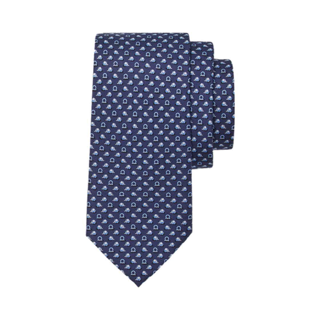 페라가모 엘리펀트 프린트 실크 타이 네이비 블루(Ferragamo Elephant Print Silk Tie Navy Blue) - 1