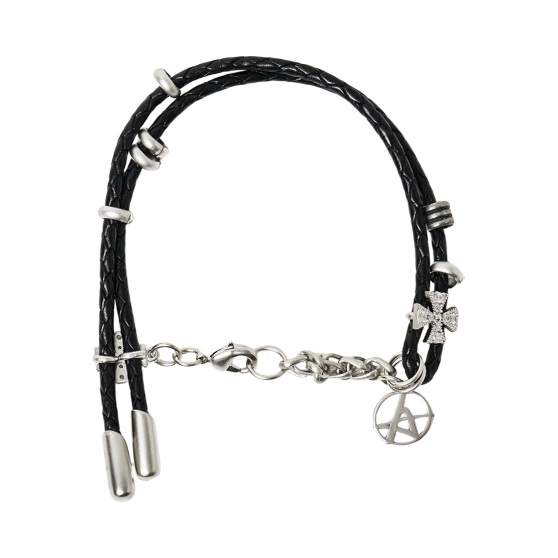 알렌느 크로스 주얼리 레더 브레이슬릿 블랙(Haleine Cross Jewelery Leather Bracelet Black)