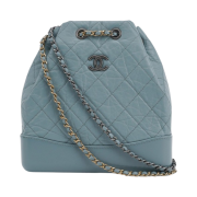 Chanel Small Gabrielle Backpack Aged Calfskin & Gold Silver Blue