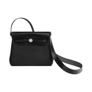 Hermes Herbag Zip 20 Bag Military Canvas Hunter Cowhide & Palladium Noir Noir