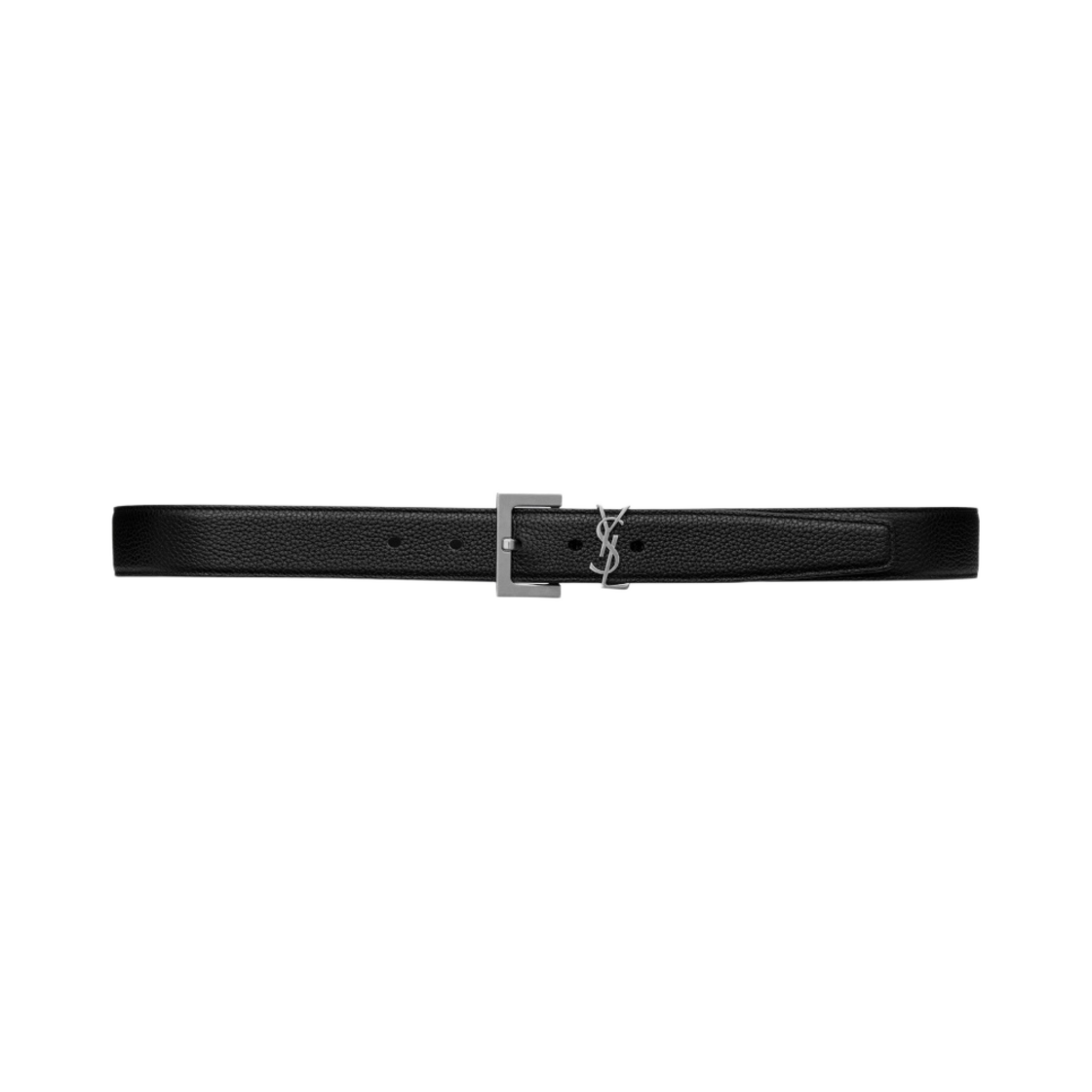 생로랑 그레인드 레더 실버 모노그램 벨트 블랙(Saint Laurent Grained Leather Silver Monogram Belt Black)