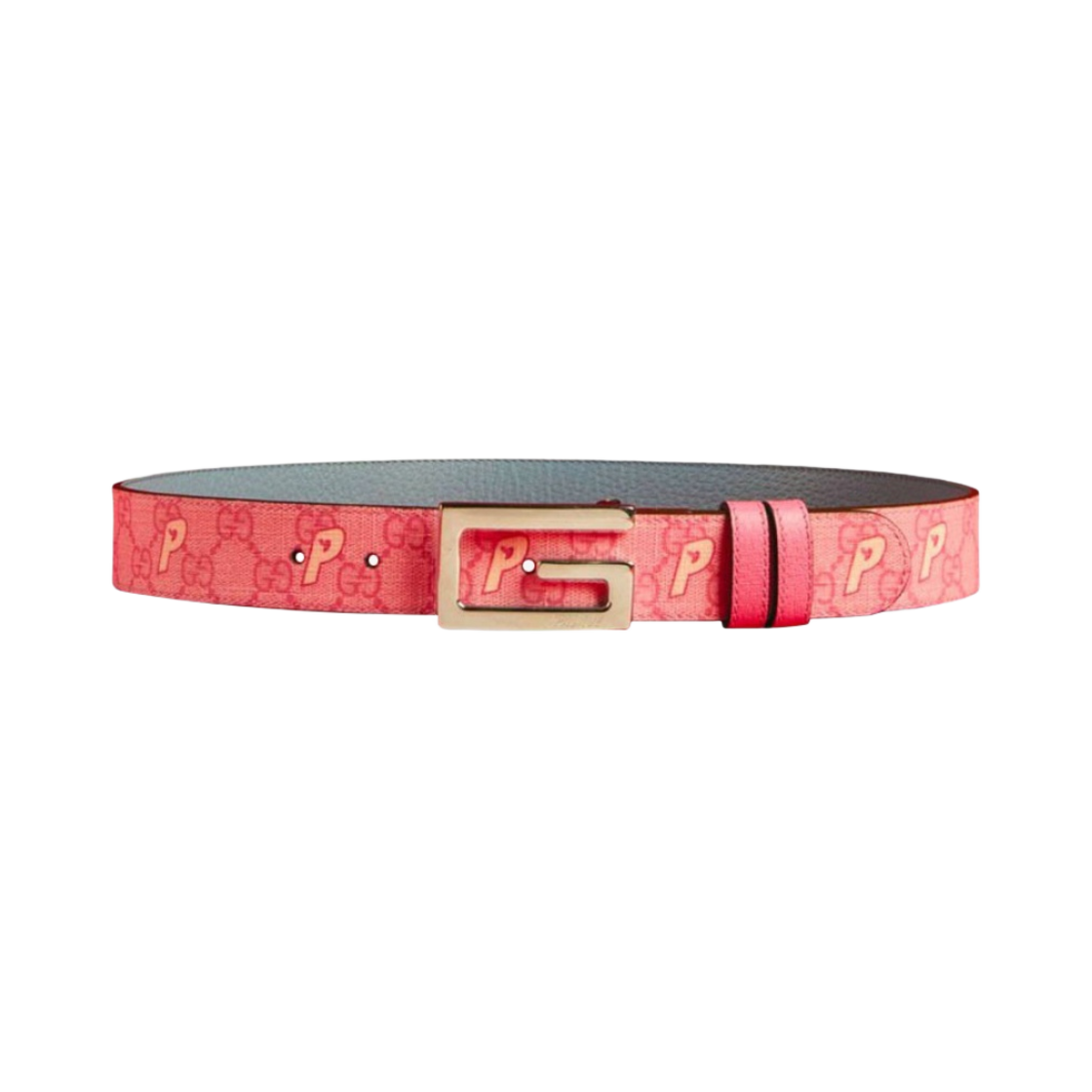 팔라스 x 구찌 G 스퀘어 버클 GG-P 슈프림 리버시블 벨트 페일 핑크 페일 블루 - 22FW(Palace x Gucci GG-P Supreme Reversible Belt with G Square Buckle Pale Pink Pale Blue - 22FW) - 1