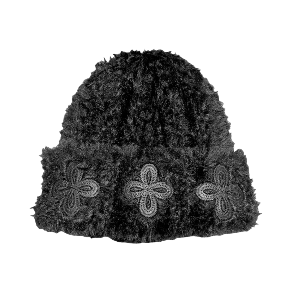 써저리 레더 패치 퍼 비니 블랙(Surgery Leather Patch Fur Beanie Black)