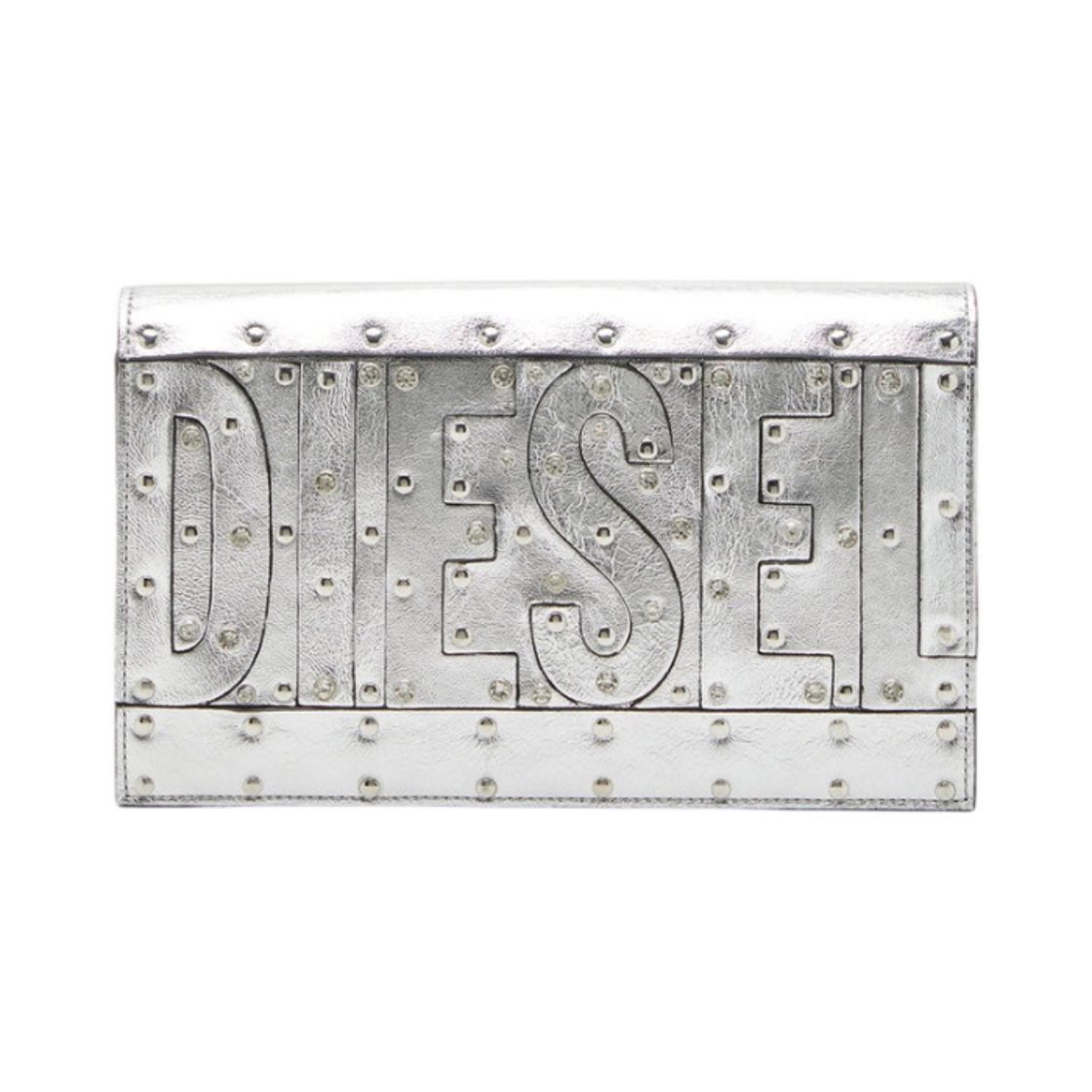 디젤 B-레일 숄더백 인 메탈릭 레더 실버(Diesel B-Rail Shoulder Bag in Metallic Leather Silver) - 1