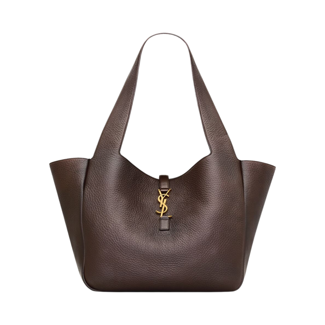 763435-AADUU-2837 Saint Laurent Le 5 À 7 Bea In Grained Leather Marron Fonce