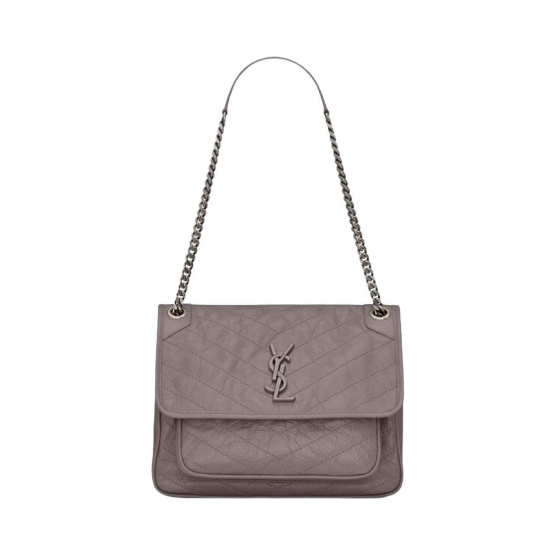생로랑 니키 미디움 체인 백 크링클 빈티지 레더 포그(Saint Laurent Niki Medium Chain Bag In Crinkled Vintage Leather Fog) - 1