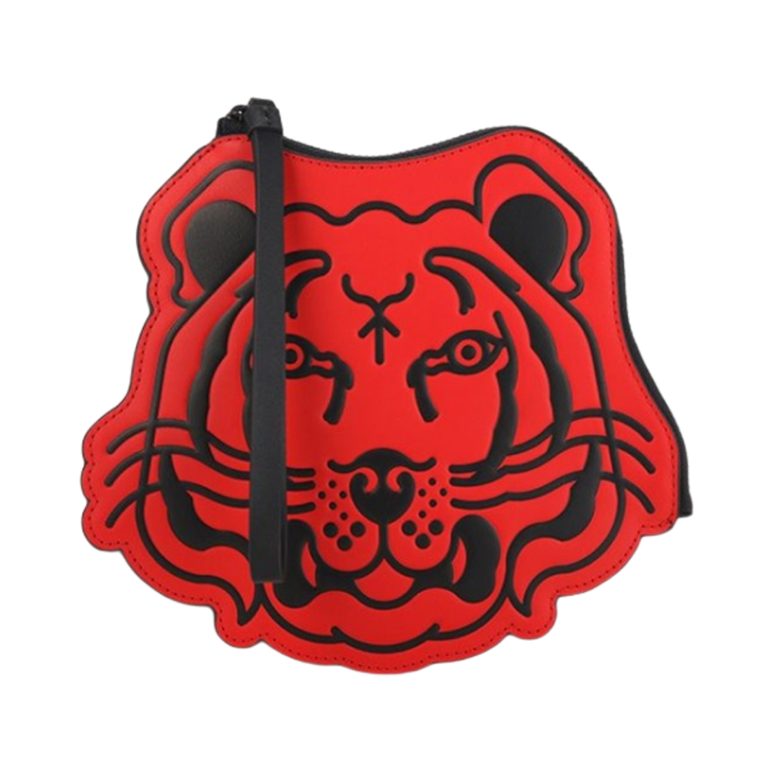FC55PM602LS2-21 Kenzo Embossed Tiger Head Leather Clutch Bag Red
