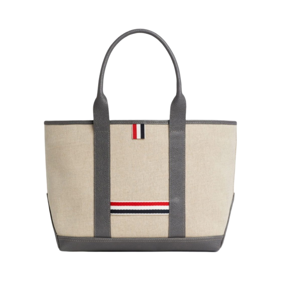톰브라운 헤비 리넨 레더 핸들 스몰 툴 토트백 라이트 그레이(Thom Browne Heavy Linen Leather Handle Small Tool Tote Light Grey) - 2
