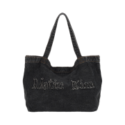 Matin Kim Logo Washed Denim Tote Bag Black