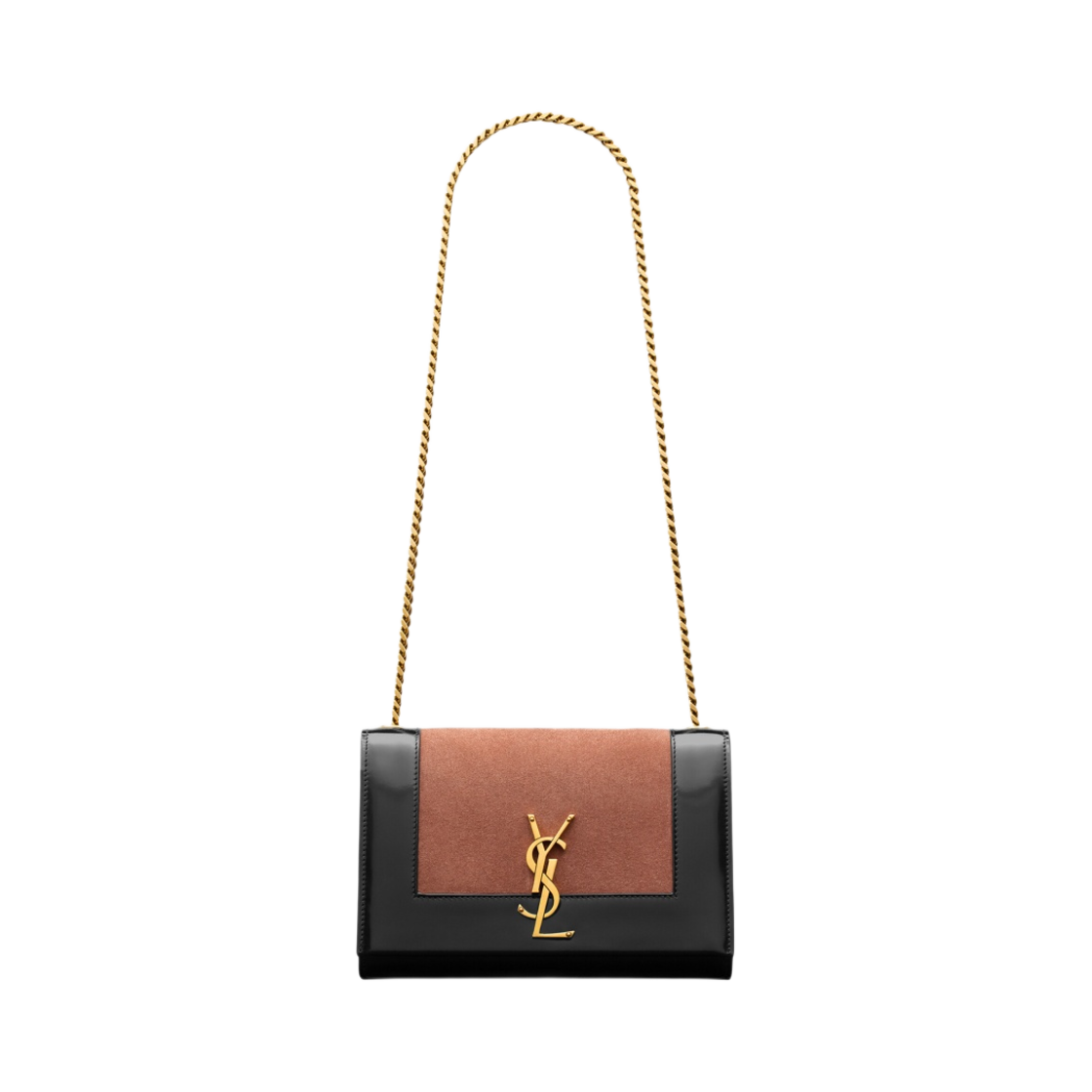 생로랑 케이트 스몰 스웨이드 & 샤이니 레더 피치 플라워 블랙(Saint Laurent Kate Small in Suede and Shiny Leather Peach Flower Black) - 1