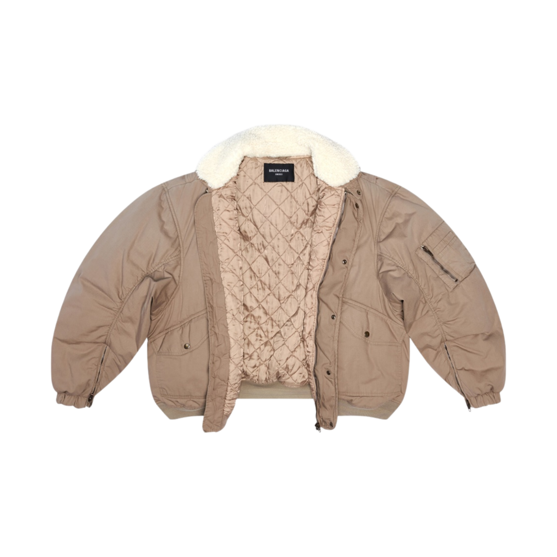 발렌시아가 코튼 립스탑 유니티 봄버 베이지