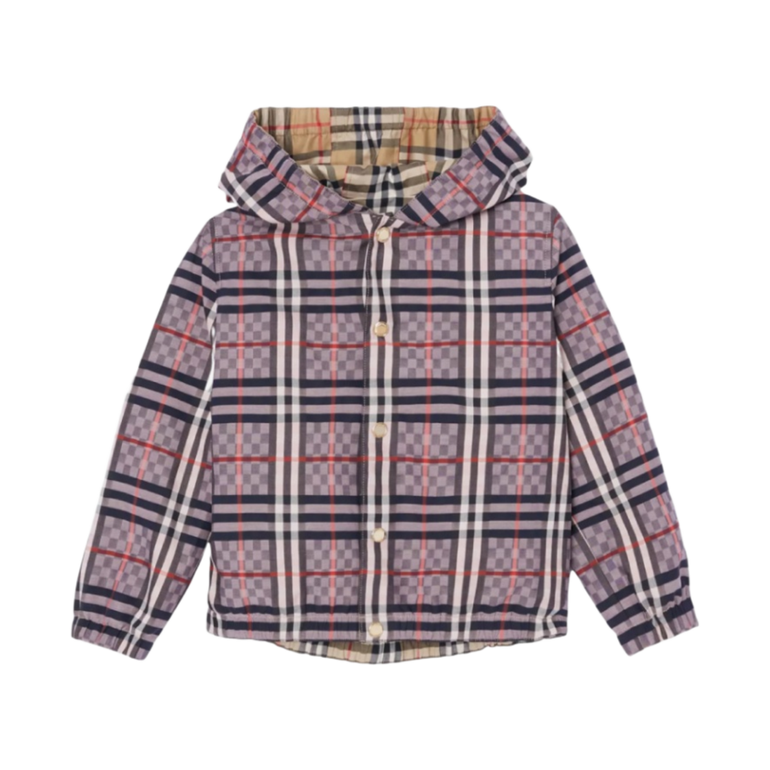 8047986 (Kids) Burberry Reversible Check Stretch Cotton Jacquard Jacket Pale Rose