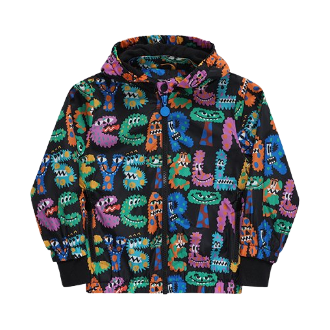 (키즈) 스텔라 맥카트니 몬스터 로고 프린트 자켓 블랙 멀티컬러((Kids) Stella McCartney Monster Logo Print Jacket Black Multicolour)