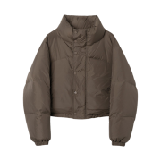 Millo Women Curved Short Puffer Jacket Brown
