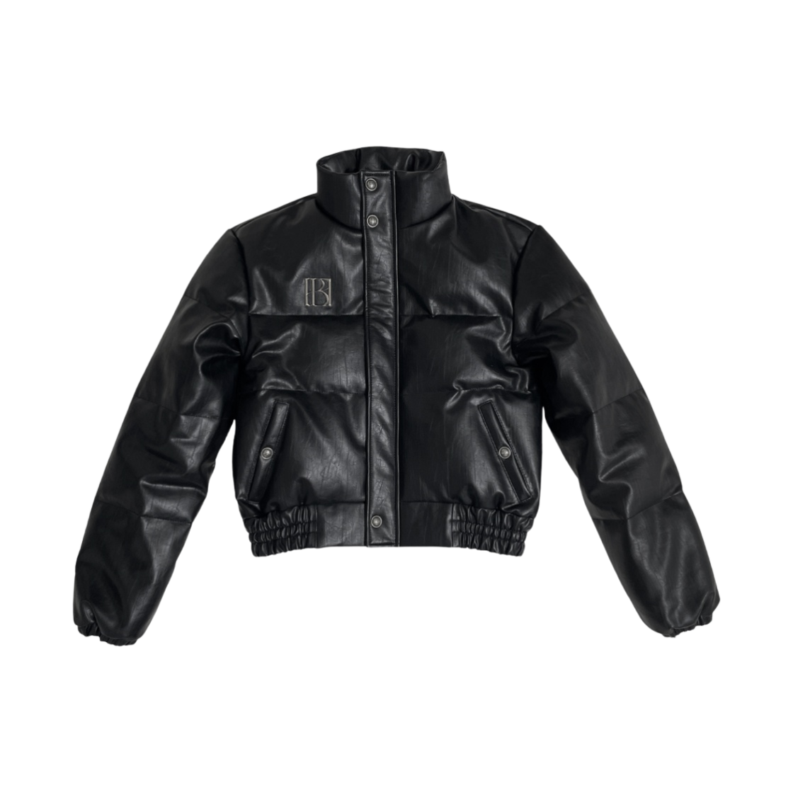 (W) 보헤미안 서울 레더 덕 다운 메탈 로고 패딩 블랙((W) Bohemian Seoul Leather Duck Down Metal Logo Padding Black)
