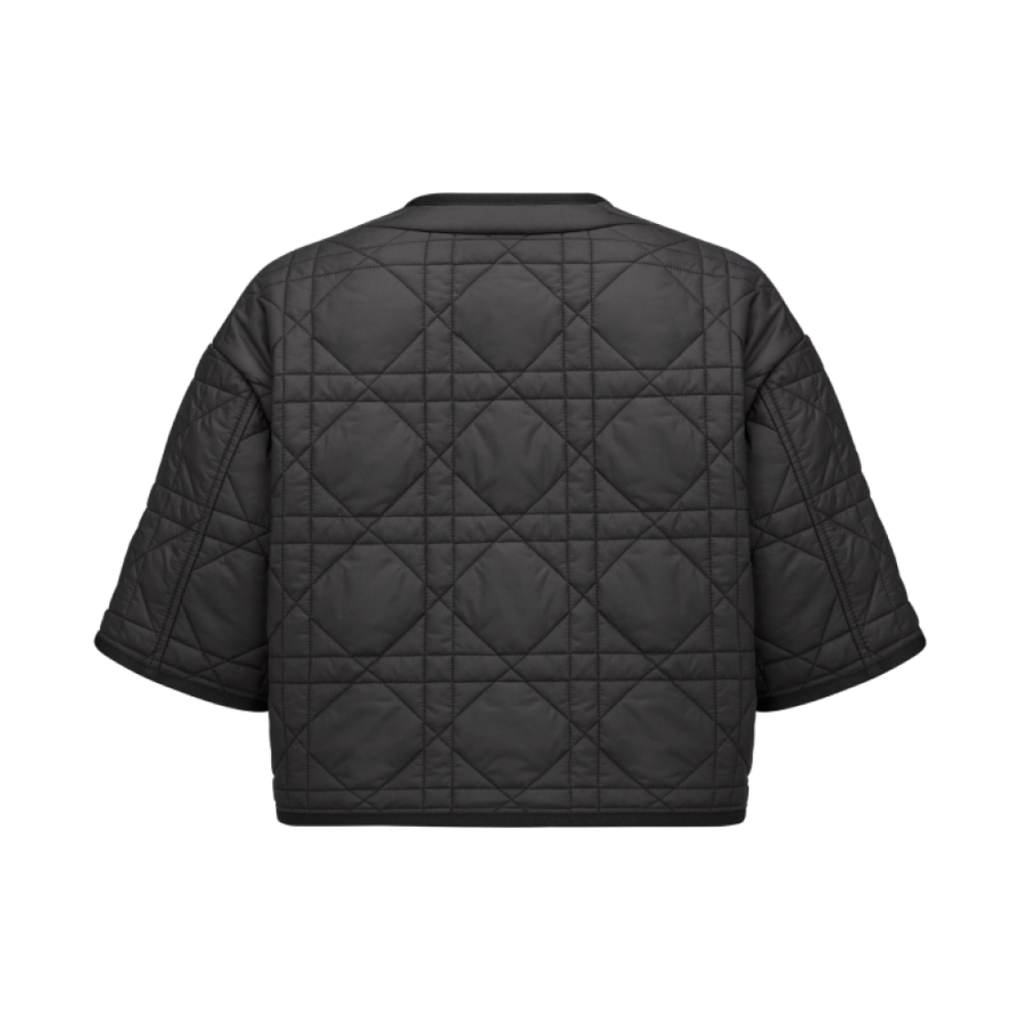 (W) 디올 매크로까나쥬 숏슬리브 피코트 퀼트 테크니컬 태피터 블랙((W) Dior Macrocannage Short Sleeved Peacoat Quilted Technical Taffeta Black) - 2