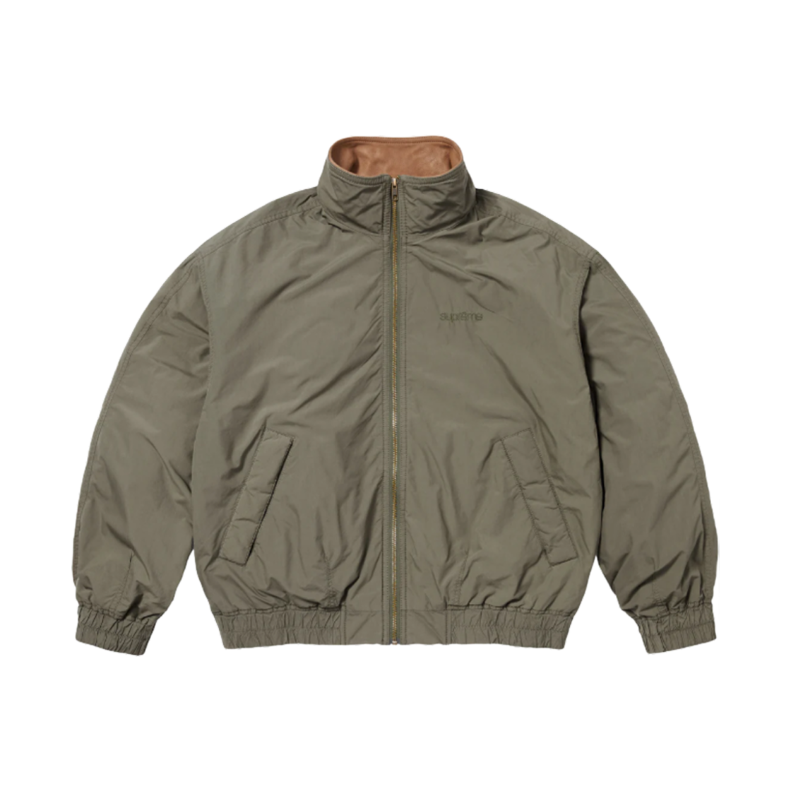 슈프림 레더 칼라 유틸리티 자켓 올리브 - 25SS(Supreme Leather Collar Utility Jacket Olive - 25SS)