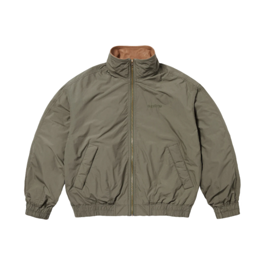 Supreme Leather Collar Utility Jacket Olive - 25SS