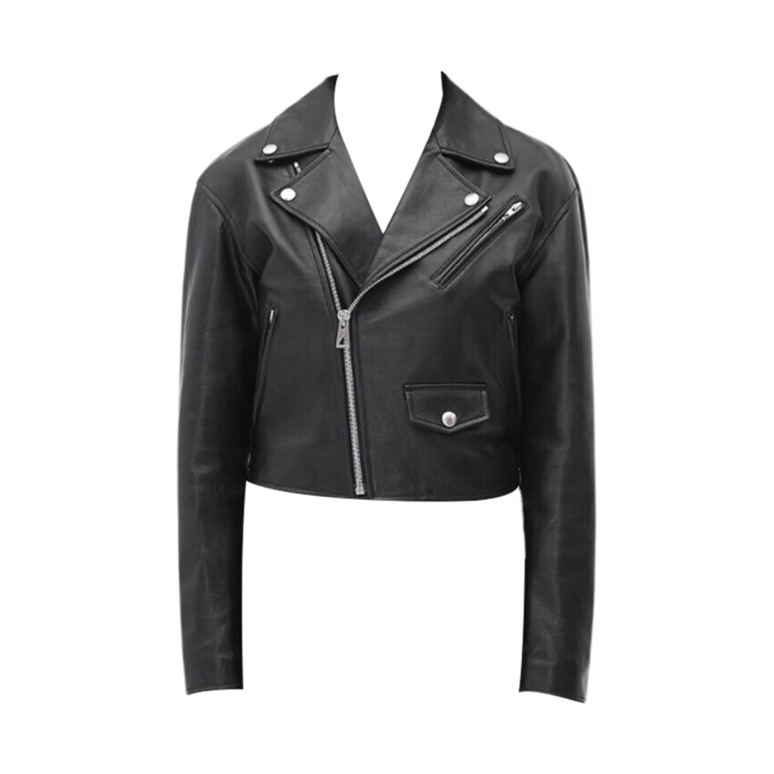 727943V2JI01000 (W) Bottega Veneta Leather Biker Jacket Black