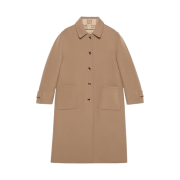 (W) Gucci Reversible GG Wool Coat Beige Camel