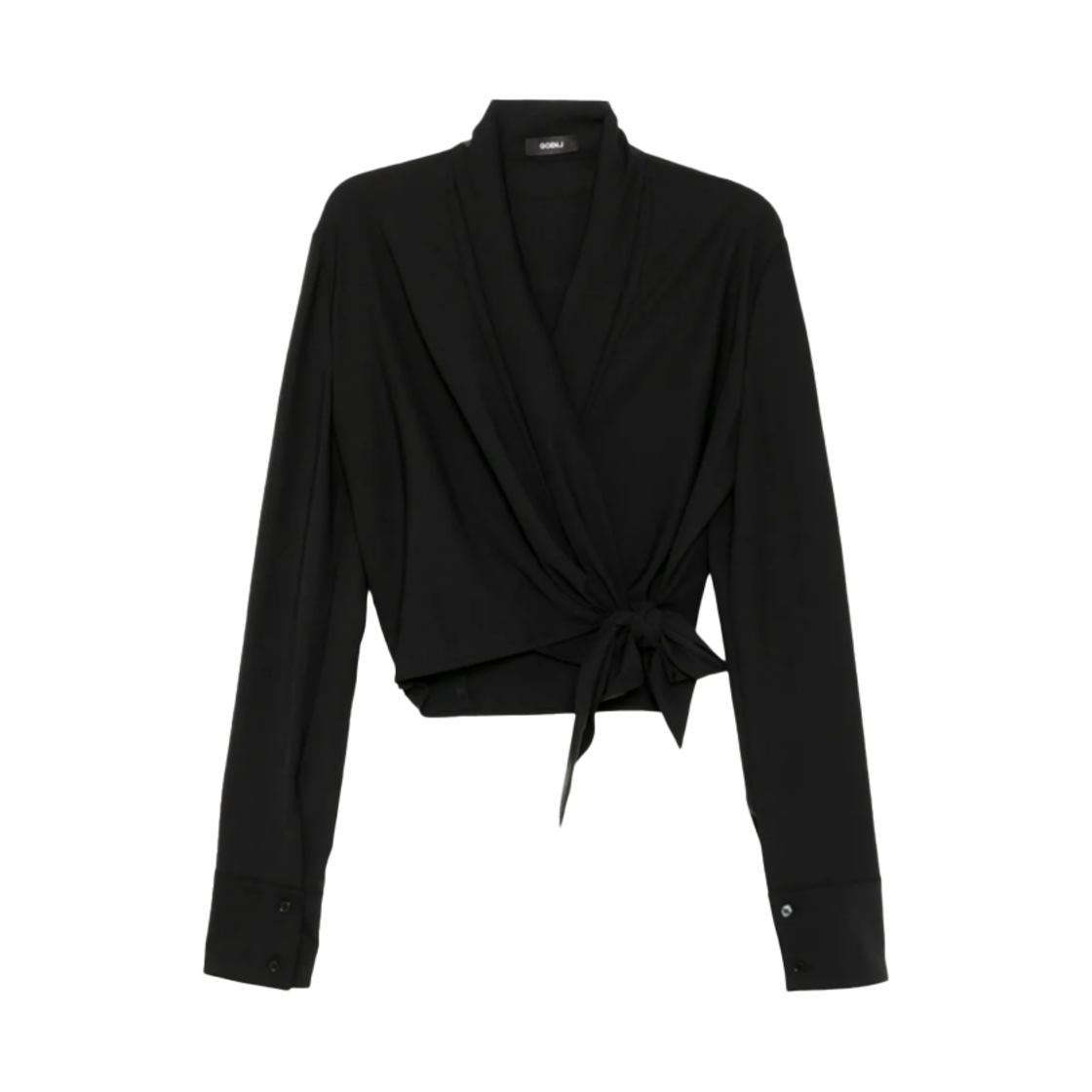고엔제이 숄 러펠 타이 웨이스트 블라우스(GOEN.J Shawl Lapel Tie-Waist Blouse)