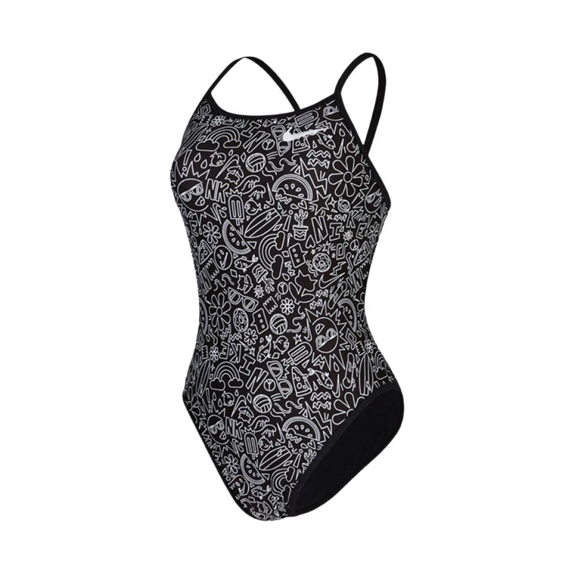 NESSE011-001 (W) Nike Swim Joyful Doodle Reversible Tie Back Black