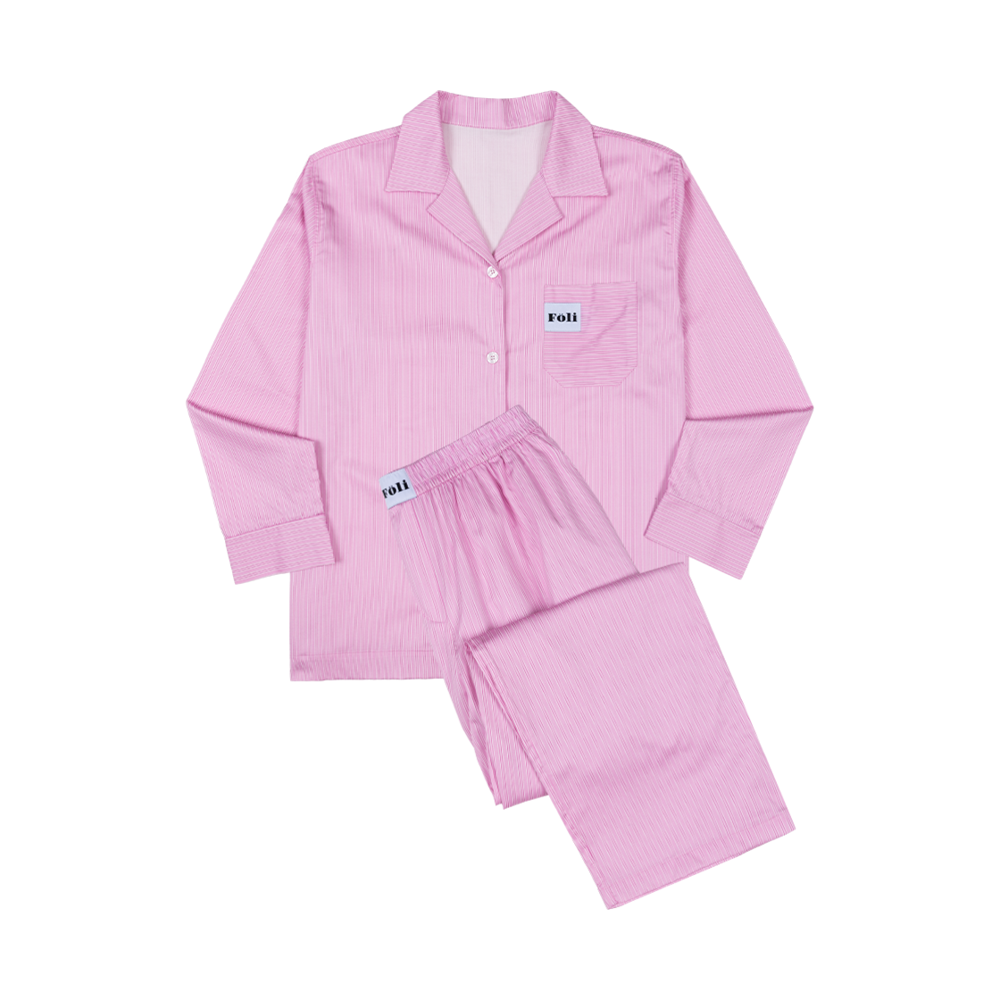 Unisex Simple Pink Long PJ Set Foli Unisex Simple Long PJ Set Pink