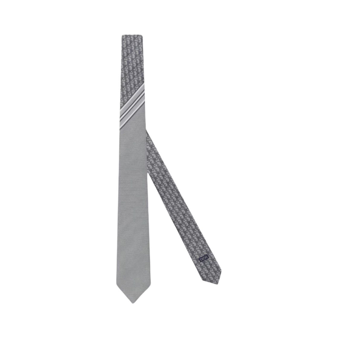 디올 실크 오블리크 스트라이프 타이 딥 그레이 라이트 그레이(Dior Silk Oblique Stripe Tie Deep Grey Light Grey)