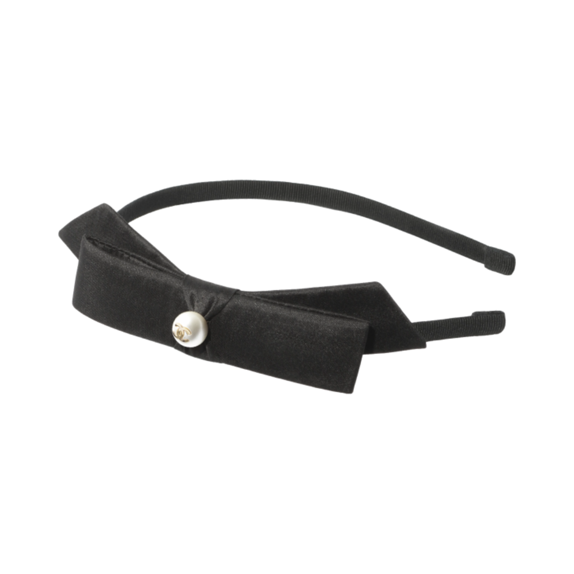 (W) 샤넬 헤어밴드 실크 이미테이션 펄 & 블랙 펄리 화이트((W) Chanel Headband Silk Imitation Pearl & Black Pearly White)