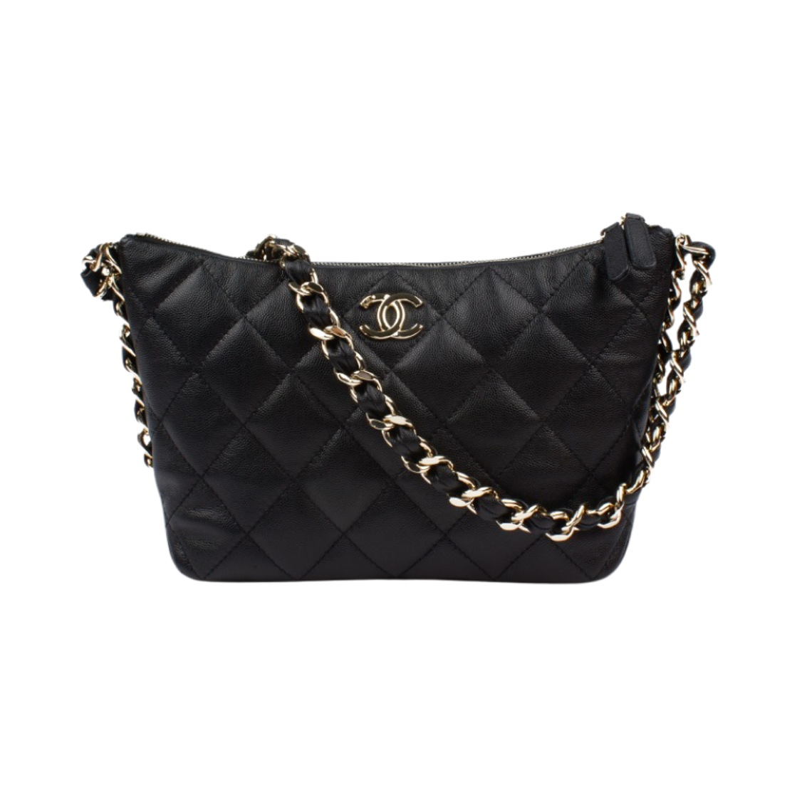 샤넬 호보 핸드백 그레인드 샤이니 카프스킨 & 골드 메탈 블랙(Chanel Hobo Handbag Grained Shiny Calfskin & Gold Black) - 1