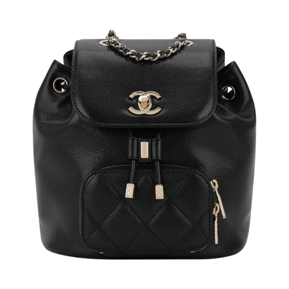 샤넬 스몰 백팩 그레인드 카프스킨 & 골드 메탈 블랙