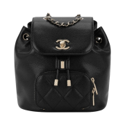Chanel Small Backpack Grained Calfskin & Gold Black