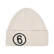 (W) MM6 Maison Margiela 6 Logo Beanie Hat White