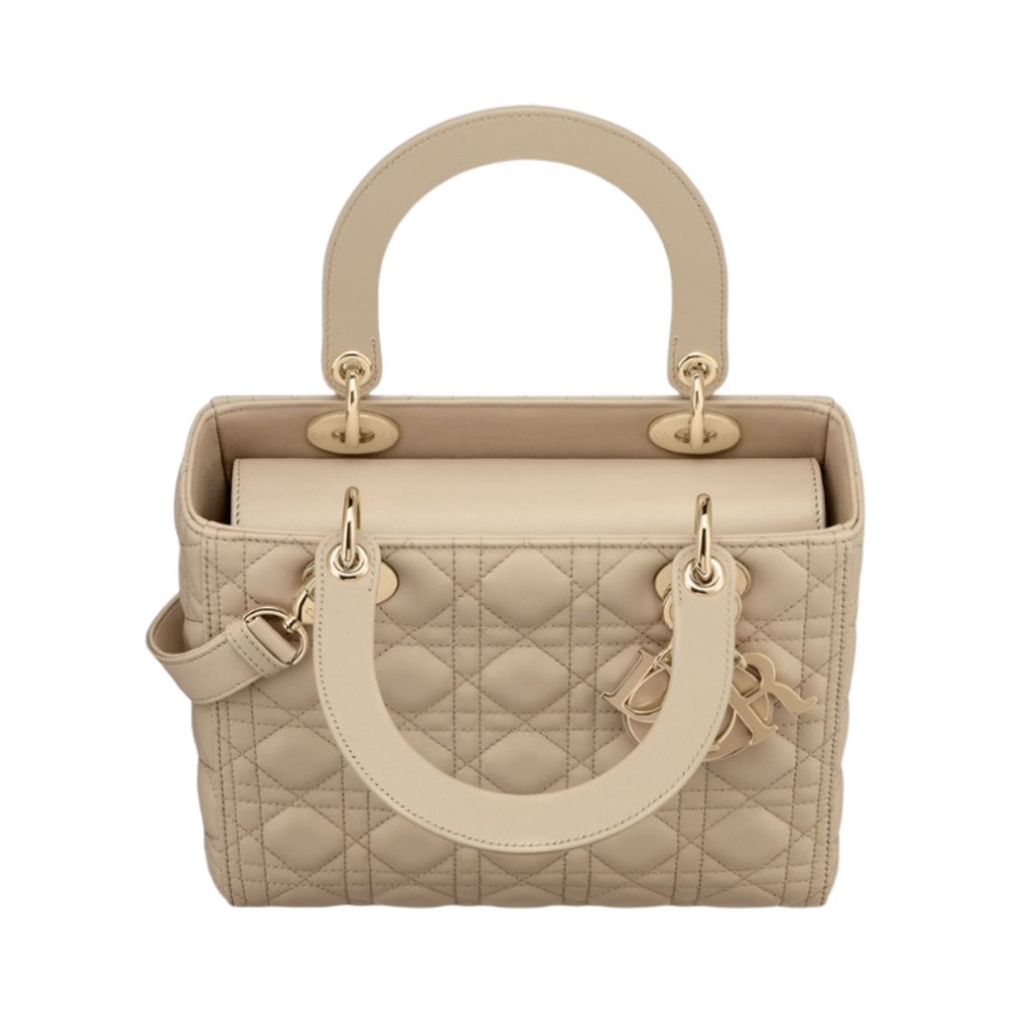 디올 미디움 레이디백 까나쥬 램스킨 베이지(Dior Medium Lady Bag Cannage Lambskin Beige) - 3