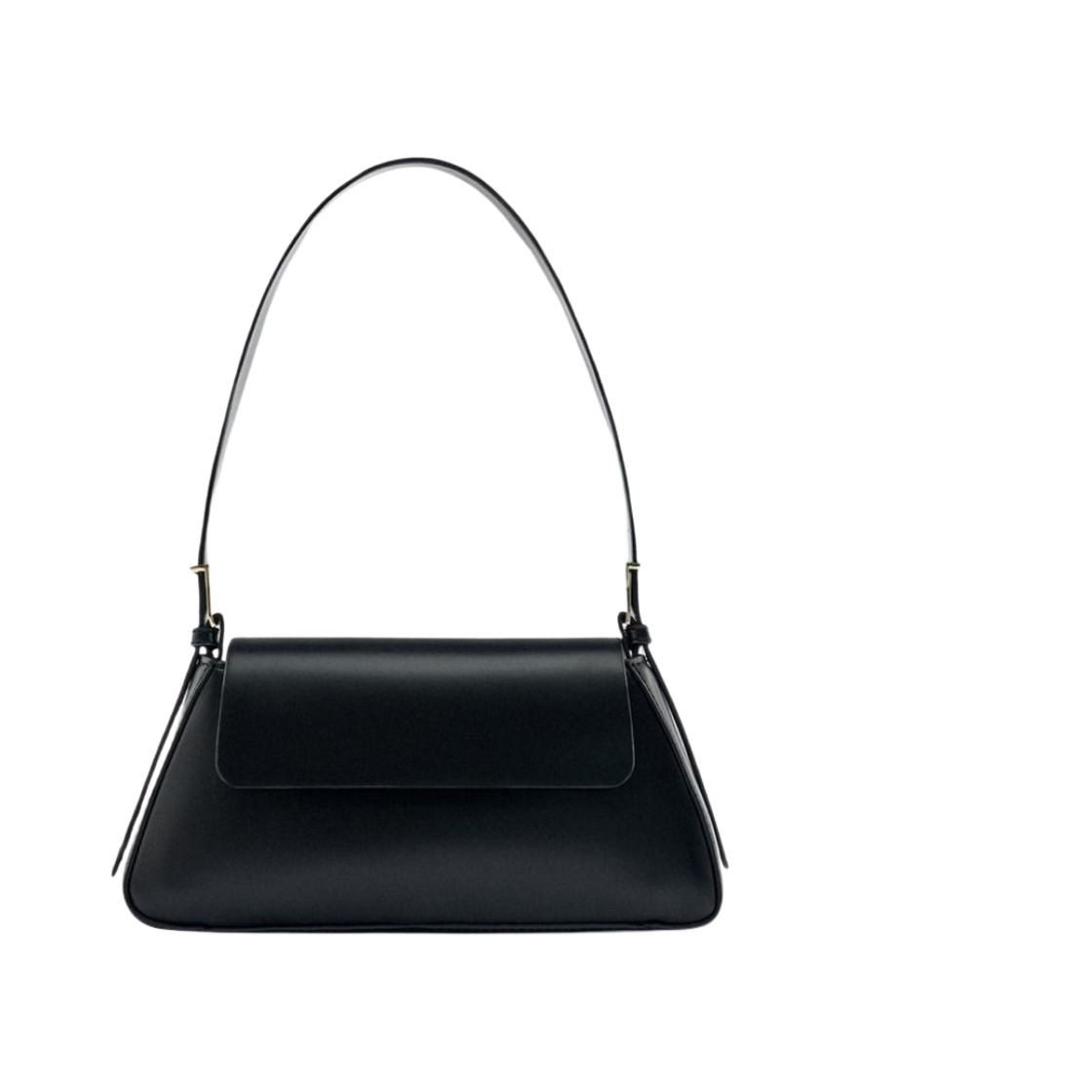6527/010/040 Zara Minimal Flap Shoulder Bag Black