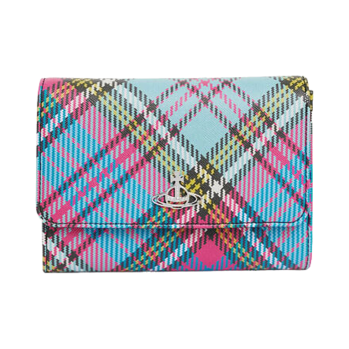 비비안 웨스트우드 바이오그린 사피아노 프린티드 크로스바디 지갑 맥켄디 타르탄(Vivienne Westwood Biogreen Saffiano Printed Crossbody Wallet Macandy Tartan) - 1