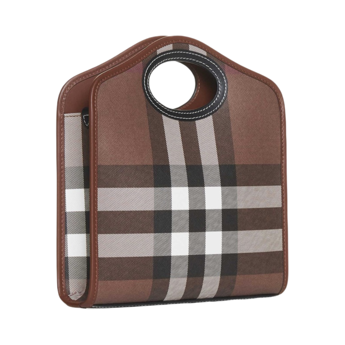 버버리 체크 포켓 토트백 다크 버치 브라운(Burberry Check Pocket Tote Bag Dark Birch Brown) - 2